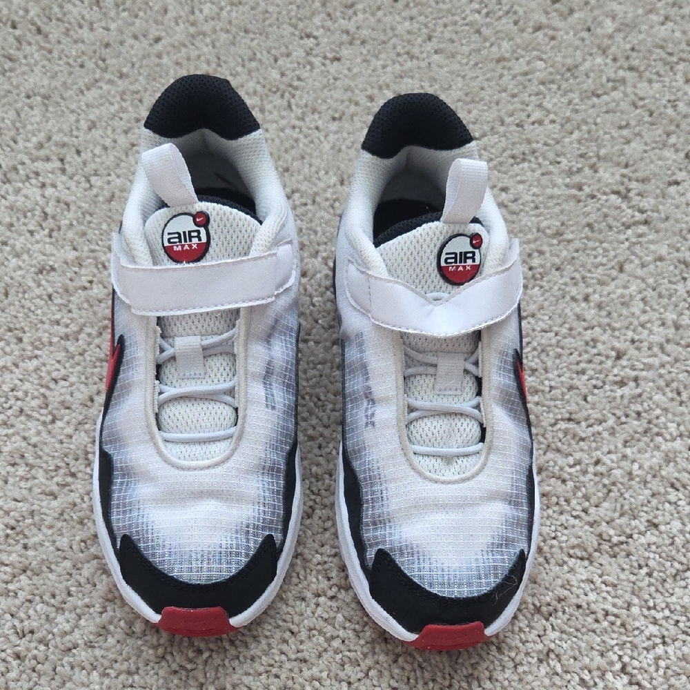Nike Kids White and Black Sneakers with Red Accents